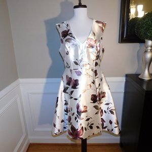 Cream Floral Asymmetrical Hem Dress - Size 8 - BRAND NEW